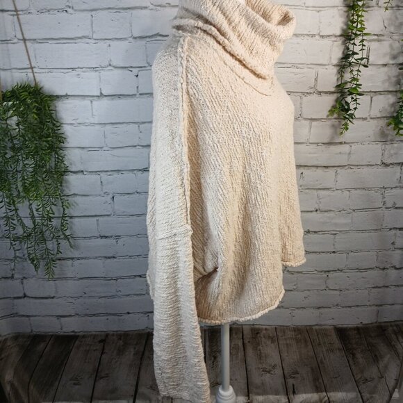 FREE PEOPLE BIG EASY COWL NECK SWEATER,  CREAM, OVERSIZED WOMENS SMALL - Picture 3 of 10